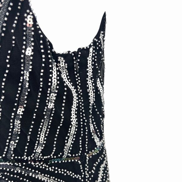 STUNNING BEADED SEQUIN SPIRIT HALLOWEEN 1920'S FLAPPER DRESS COSTUME - L BLACK - Picture 5 of 10
